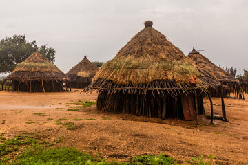 Huts in a village of Hamer tribe near Turmi, Ethiopia