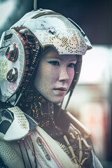 Cyberpunk Geisha Robot, Generative AI