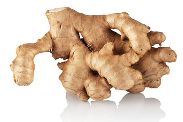 Ginger root on a white  background.