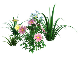 3d fairytale plants and flowers for cards and graphic design