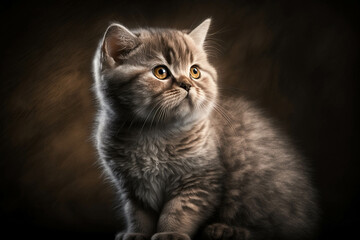 Obraz premium Magnificent American Shorthair Cat on Dark Background - Admire the Charm of this Classic Breed