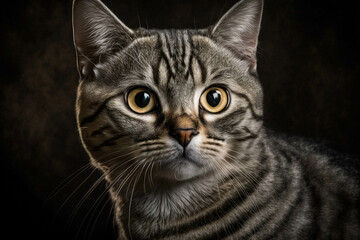 Stunning American Wirehair Cat on Dark Background - The Perfect Companion for Your Home