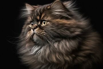 Fototapeta premium Magnificent Bombay Breed Cat on Dark Background: The Perfect Combination of Elegance and Playfulness