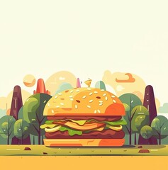 Fototapeta premium hamburger day, with generative ai