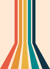 Retro stripes in a perspective. Vintage lines background. Sixties and seventies style graphic design. Abstract modern vertical background with copy space. 3D illusion. Vector illustration, clip art.
 - obrazy, fototapety, plakaty