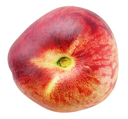 Chinese flat donut peach isolated on transparent background. Top view. Full depth of field.	