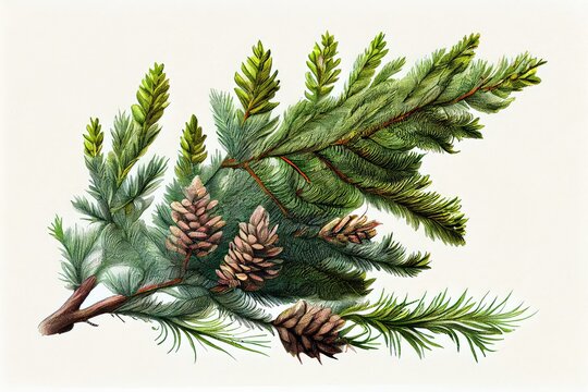 larix Botanical Illustration, a Fantasy Non-Existent Plant Abstract Generative AI Illustration