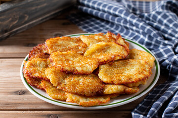 Potato Cakes. Vegetable fritters, draniki. Vegetable pancakes