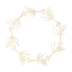 Floral gold wreath illustration