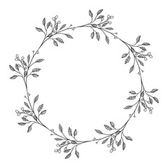 Hand drawn floral wreath illustration 