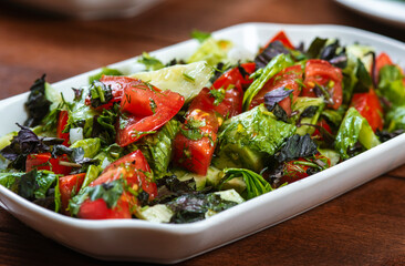 vegetable salad, fresh vegetables, zucchini and tomatoes