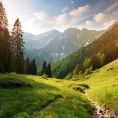Fototapeta premium A beautiful clearing with a mountainous view