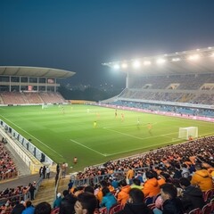 Full stadium of spectators waiting for the match