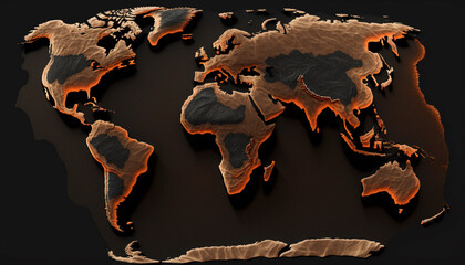 Isolated world map. Generative Ai.