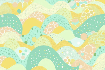 Fototapeta na wymiar seamless pattern with pastel creative waves japanese