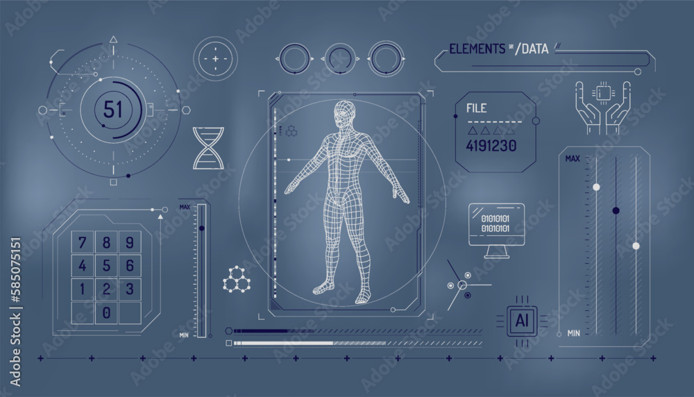 Canvas Prints set of infographic elements about dna research and digital technologies.