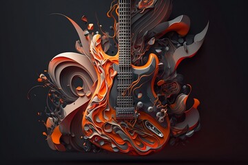 Obraz na płótnie Canvas A Grey and Orange Abstract Electric Guitar, Power of Music, Electric Expression, Musical Inspiration, Electric Entertainment
