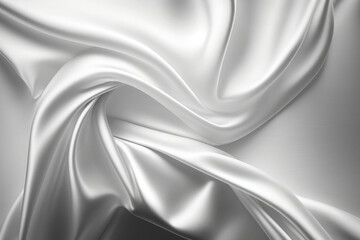 AI generated beautiful elegant white soft silk satin fabric background with waves and folds