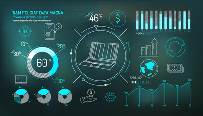 Set of infographic elements about the dollar exchange rate and fintech.