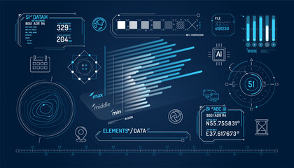 Set of infographic elements about data exchange and geolocation. © conceptcafe