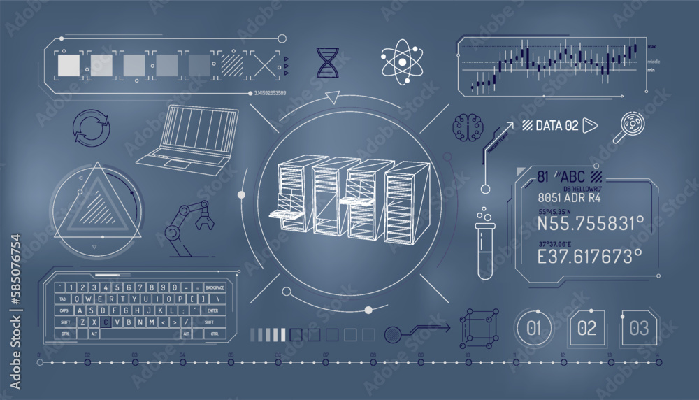 Canvas Prints set of infographic elements about scientific data storage.