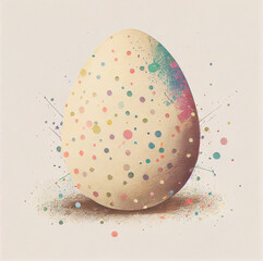 Surreal abstract pointillism painting of colored egg as illustration of Easter egg in paint splashes generative AI art	
