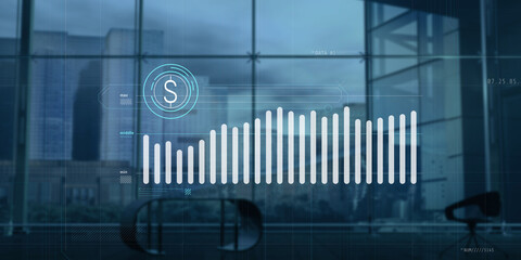 Abstract infographic of dollar exchange rate dynamics.