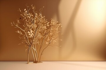 Original beige tones background image in minimalistic design with interesting light glare. Background for the presentation.