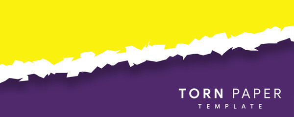 yellow torn paper template design grunge texture background