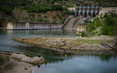 Hydroelectric power station on the river in Turkey.