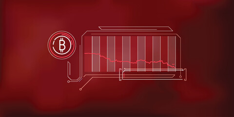 Abstract simple infographics about bitcoin price fall.