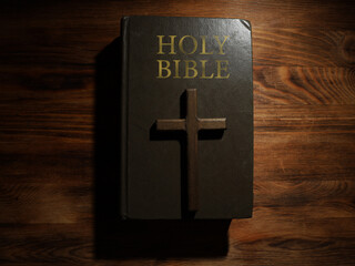 Good Friday concept. Cross and Holy Bible.