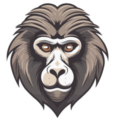 Baboon (monkey) brown face head vector