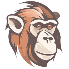 Baboon (monkey) brown face head vector