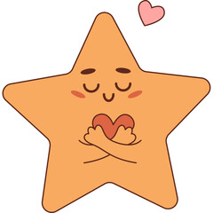 cute star with heart