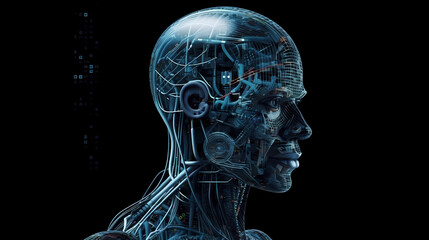 Fototapeta na wymiar inside of artificially intelligent robot head. Generative AI