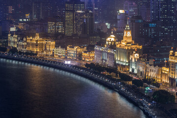 Fototapeta na wymiar City Night View of The Bund in Shanghai