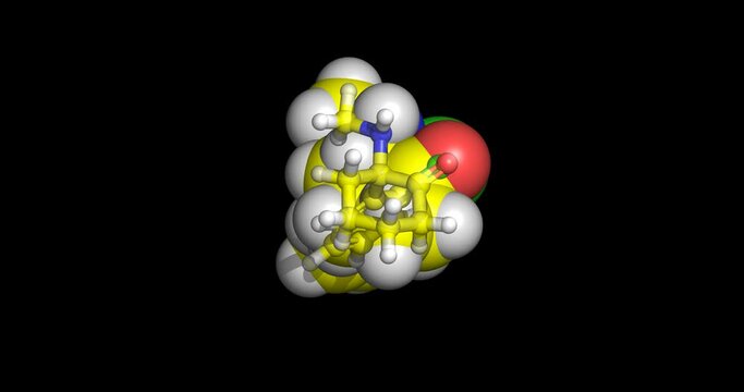 ketamine drug 3D molecule spinning, 4K