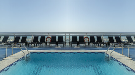 Outdoor swimming pool on top of the roof