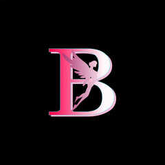 Logo initials letter B with image of flying fairy