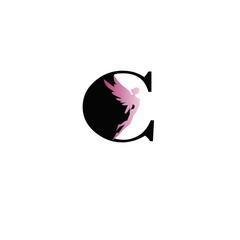 Logo initials letter C with image of flying fairy