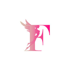 Logo initials letter F with image of flying fairy