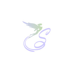 Logo initials letter A with image of flying fairy