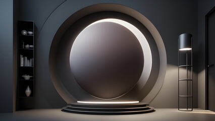 abstract platform podium product presentation backdrop 3D rendering illustration  for showing your products with copy space  Generative AI