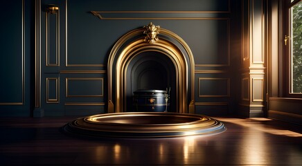 Scifi tech podium platform showcase background Perfect dias for display gadgets electronics mockups copy space generative ai