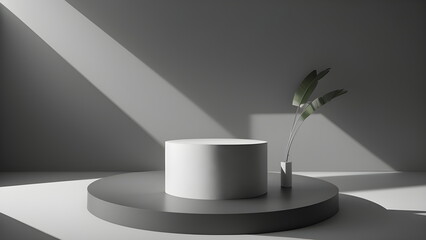display product abstract modern scene with geometric 3d podium platform bold background 3d rendering with podium stand for cosmetic products Stage showcase on pedestal studio Generative AI