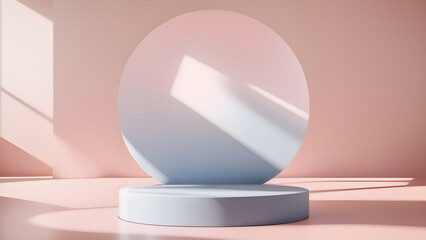 3D display podium minimal background with pink pedestal in studio interior for Beauty, cosmetic product presentation stand. classy feminine mockup 3d render advertisement Generative AI