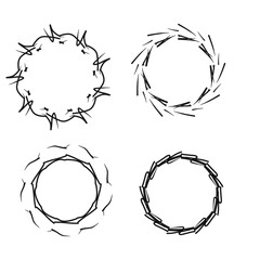 Set of circular and radial abstract design elements, frames.