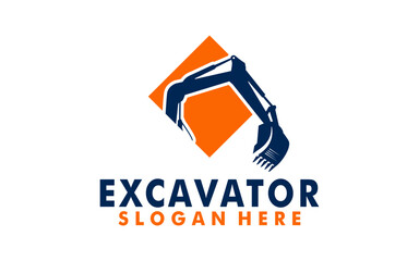 Excavator construction logo design, excavator logo element heavy equipment work. transportation vehicle mining © Febrian