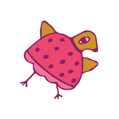 cheerful bright bird in a dress. Bright spring. isolated on white background. Vector illustration.